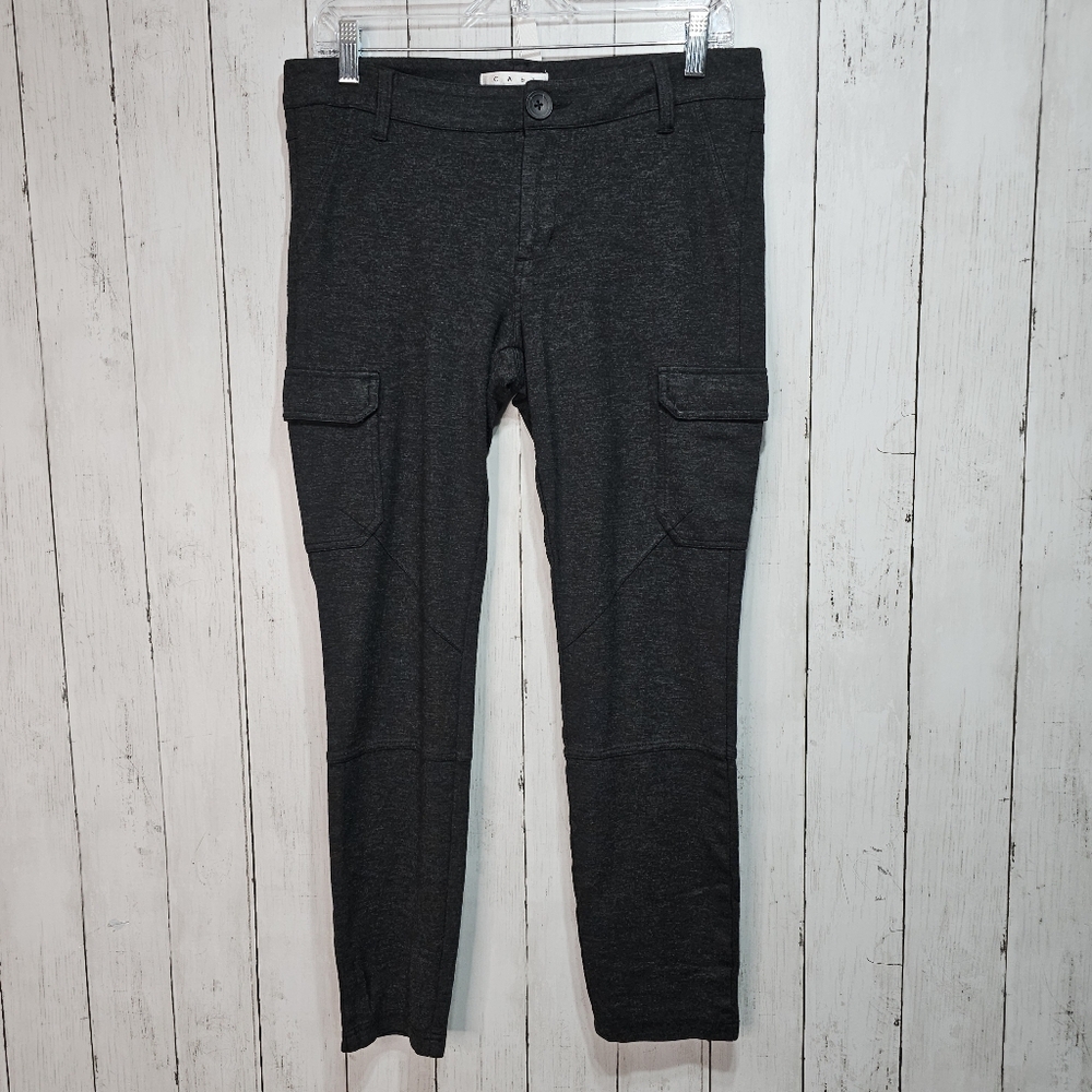 CAbi Women's Skinny Cargo Leggings Pants Gray Size 8 Style #557 Ponte Knit.